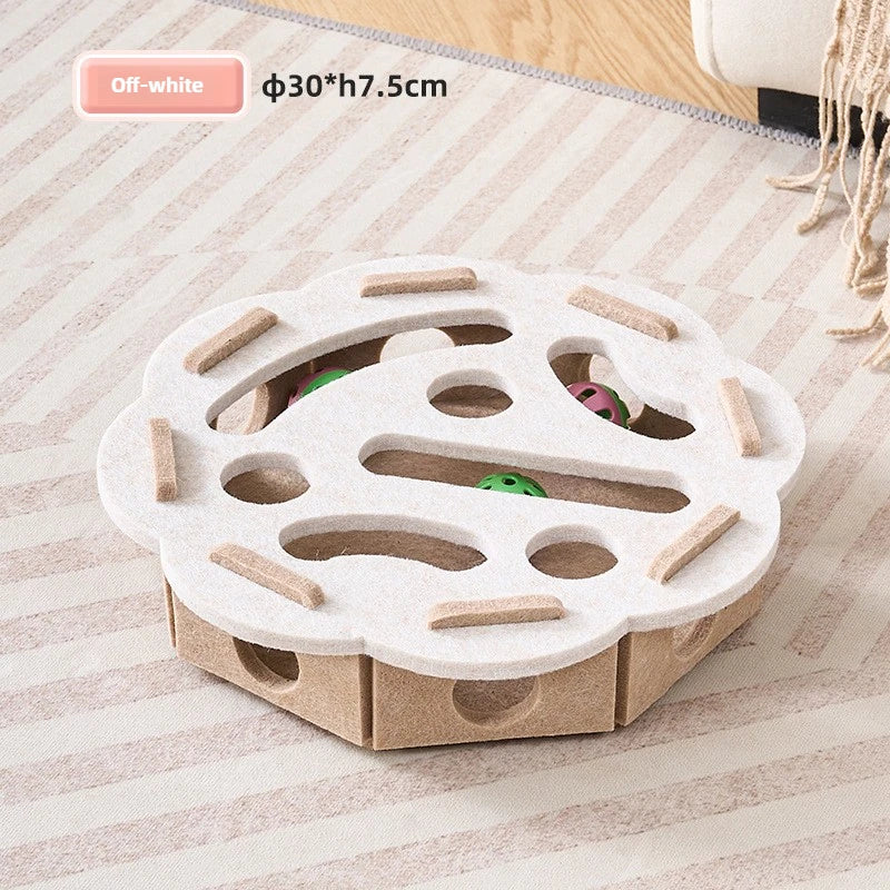 Interactive Felt Cat Puzzle Box with Bell Balls