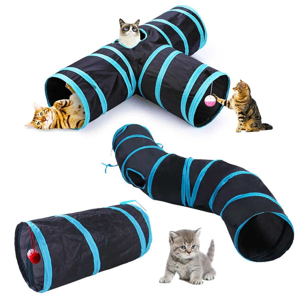 Foldable Interactive Cat Play Tunnel
