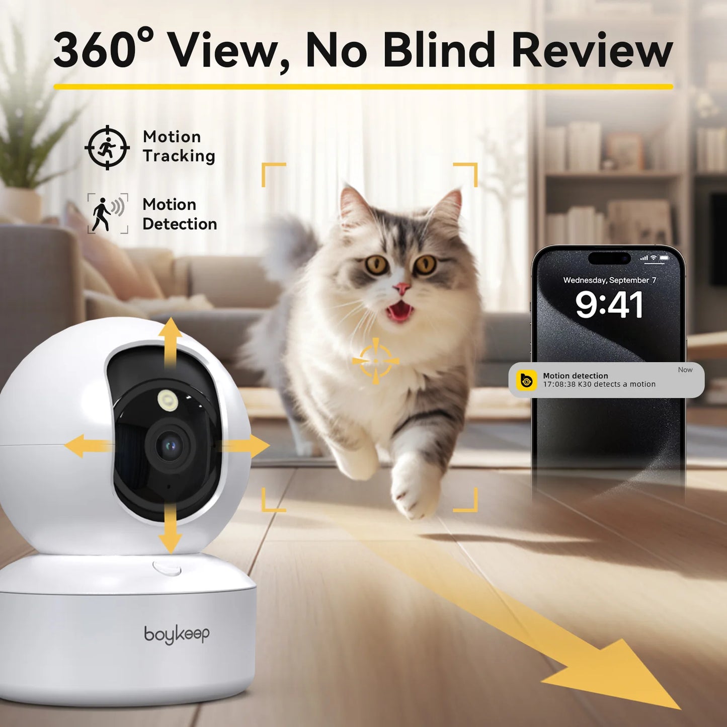 2K Smart Pet Camera with Two-Way Audio & Night Vision