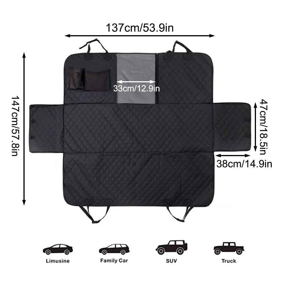 Waterproof Dog Car Seat Cover & Hammock with Mesh Window