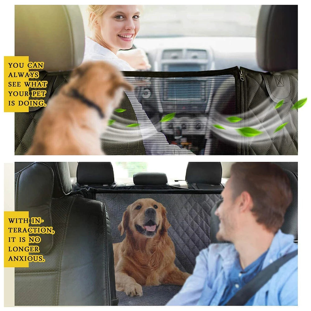 Waterproof Dog Car Seat Cover & Hammock with Mesh Window
