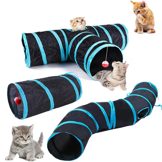 Foldable Interactive Cat Play Tunnel