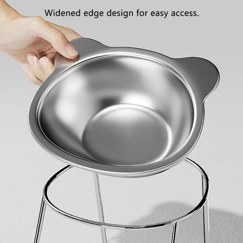 Elevated Stainless Steel Cat Bowl with 15° Tilt