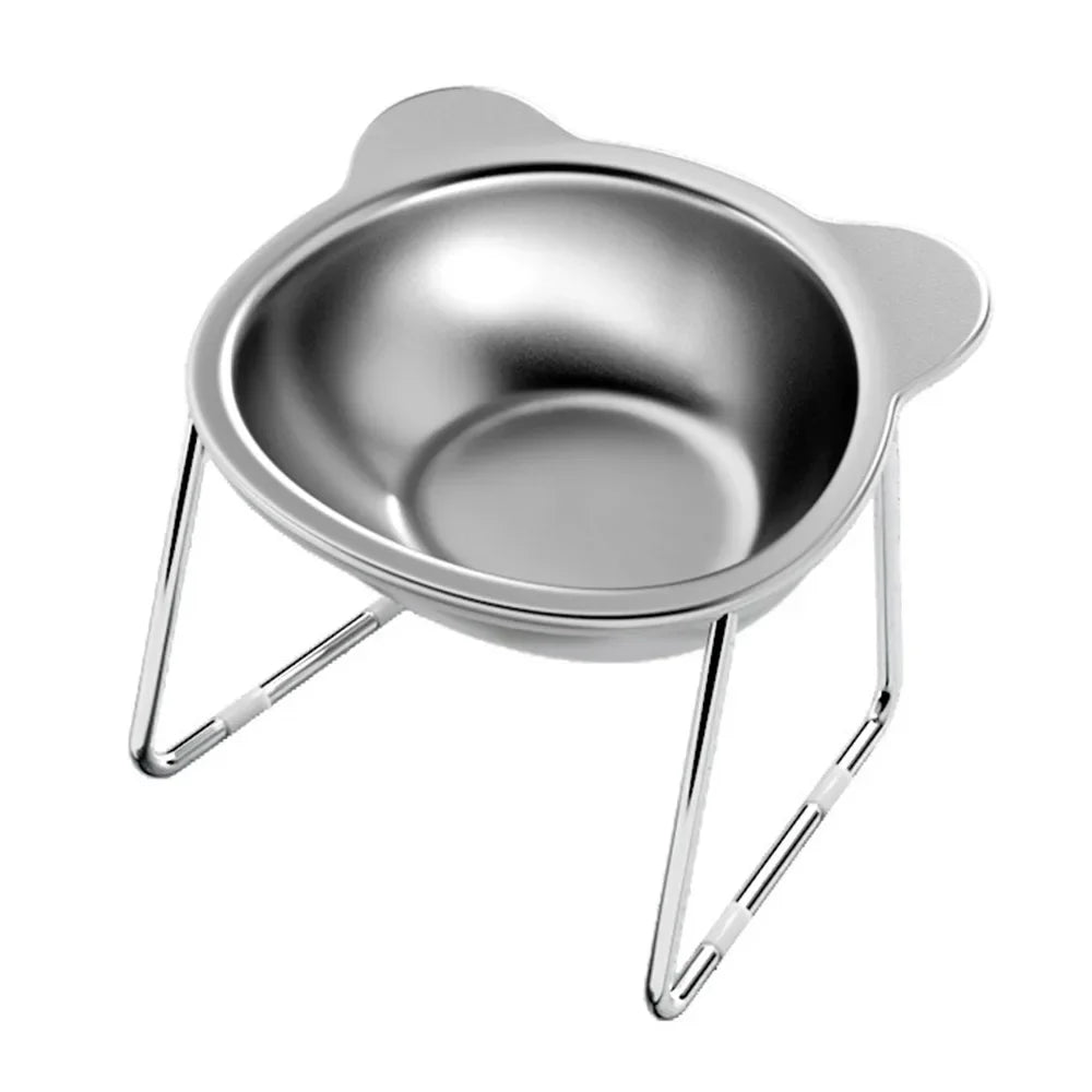 Elevated Stainless Steel Cat Bowl with 15° Tilt