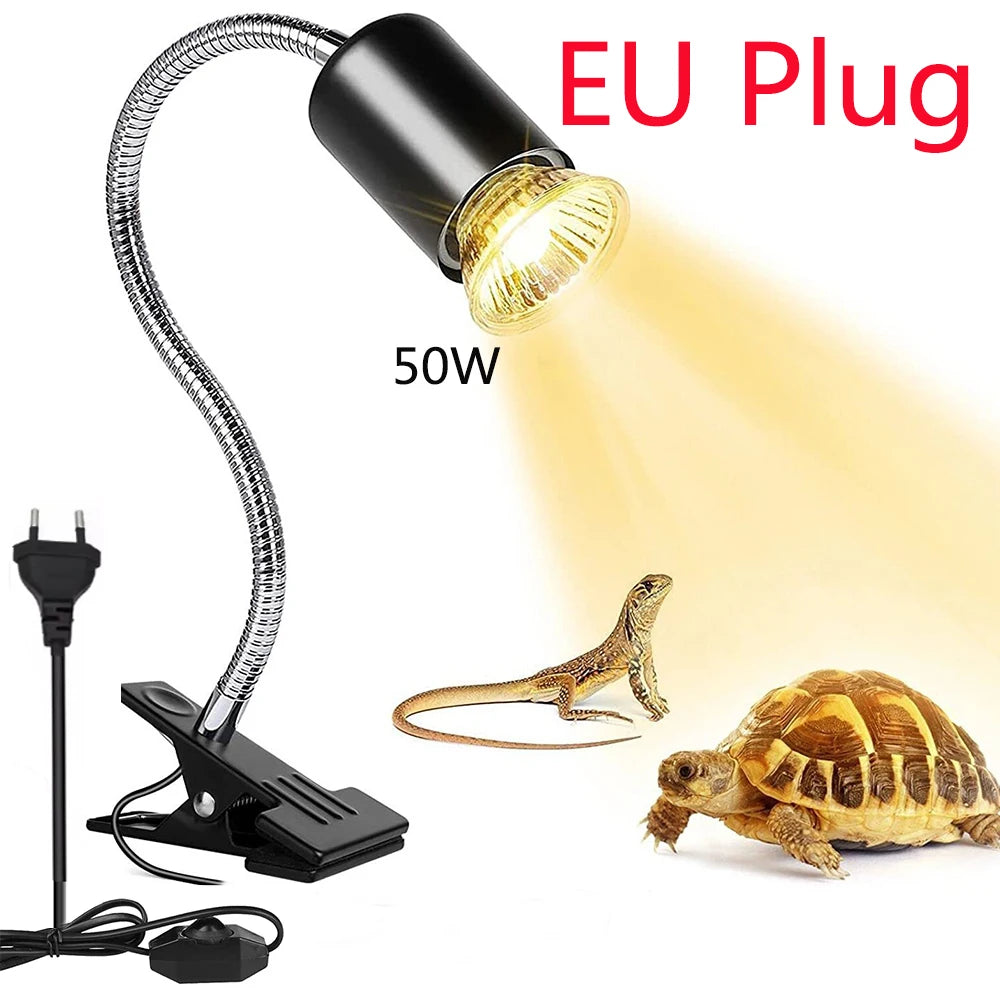 50W Reptile Heat Lamp with UVA & UVB Basking Light