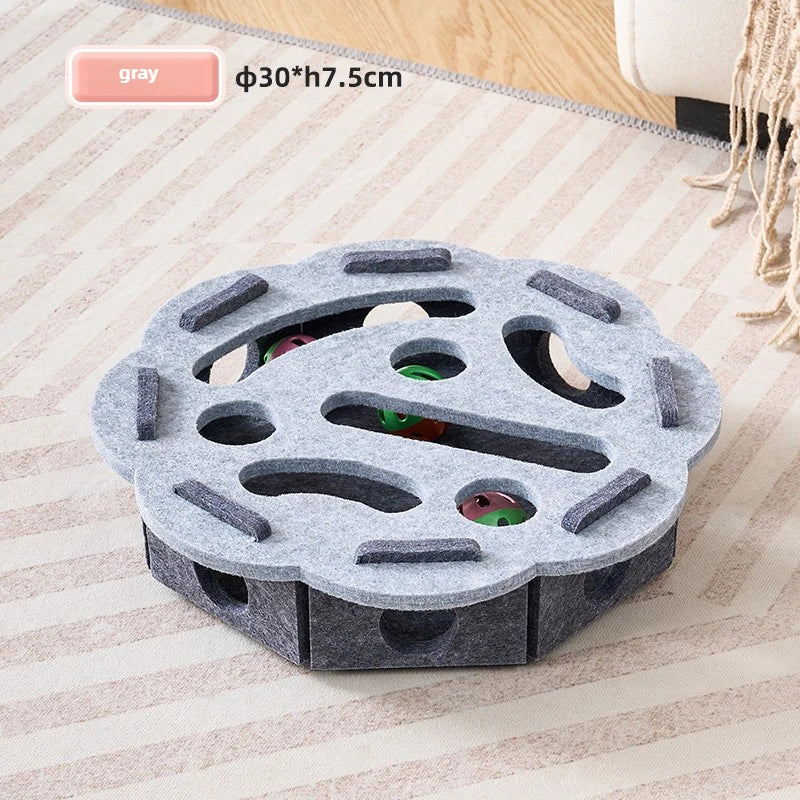 Interactive Felt Cat Puzzle Box with Bell Balls