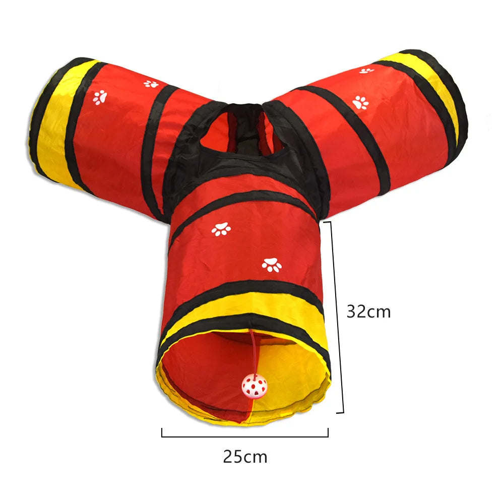 Foldable Interactive Cat Play Tunnel