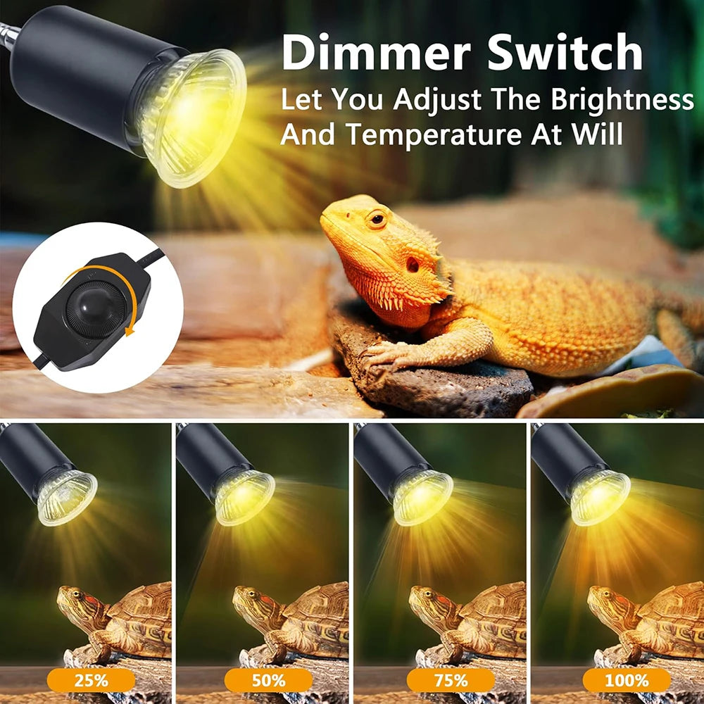 50W Reptile Heat Lamp with UVA & UVB Basking Light